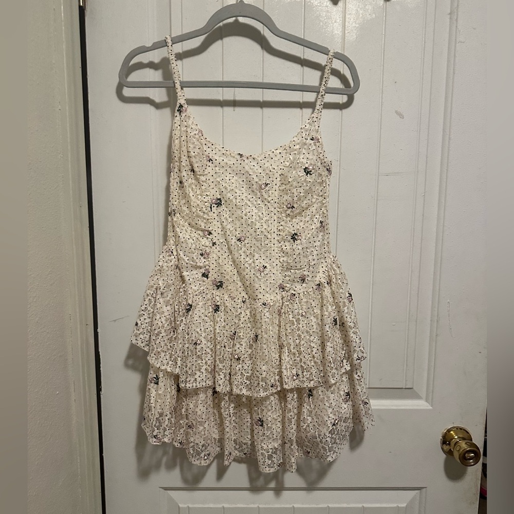 Beige Mini Floral Dresss